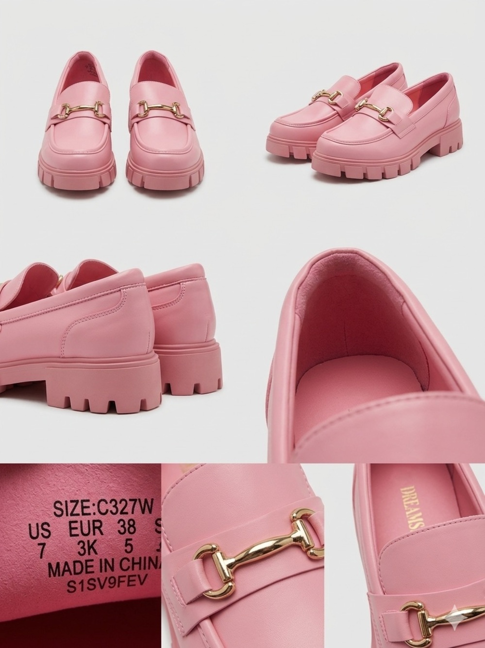 Pink Chunky Loafer with Gold Horsebit - Women